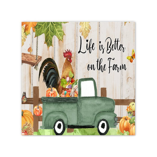 Life Is Better on The Farm Wall Art Canvas for Apartment Decor Motivational Maple Leaves Fall Harvest Canvas Wall Art Quotes for House Laundry Wall Decor 12x12 Inch