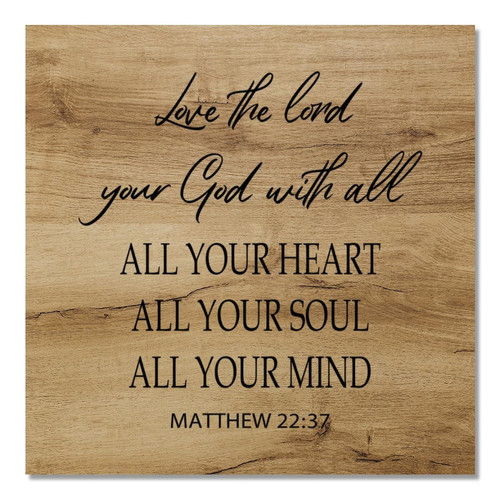 Country Rustic Style Wooden Signs Bible Verse Love the Lord Wood Signs for Laundry Room Decor 12x12inch