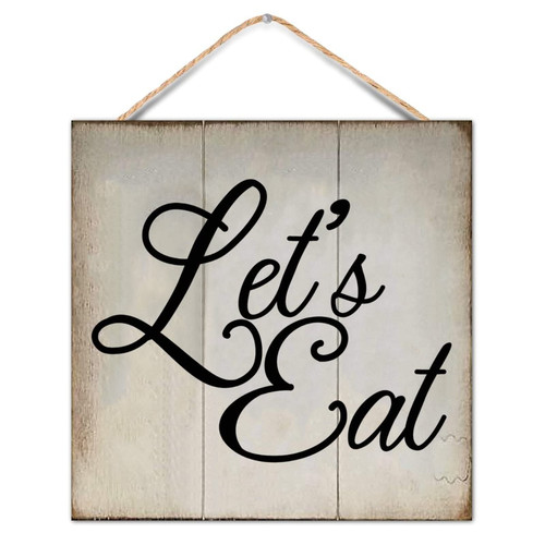Chic Style 12x12in Wood Sign Phrase Lets Eat Wall Hanging Plaque for Farmhouse Porch Living Room Garden Yard Kitchen Coffee Bar Laundry Room Decor Chic Style 12x12in Wood Sign Phrase Lets Eat Wall Hanging Plaque for Farmhouse Porch Living Room Garden Yard Kitchen Coffee Bar Laundry Room Decor