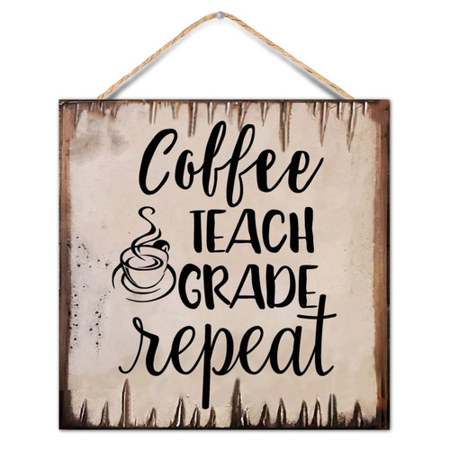 Vintage Rustic Chic Style Wood Pallet Phrase Coffee Teach Grade Repeat 12x12in Wall Hanging Plaque for Porch Living Room Garden Yard Farmhouse Kitchen Coffee Bar Laundry Room Decor Vintage Rustic Chic Style Wood Pallet Phrase Coffee Teach Grade Repeat 12x12in Wall Hanging Plaque for Porch Living Room Garden Yard Farmhouse Kitchen Coffee Bar Laundry Room Decor