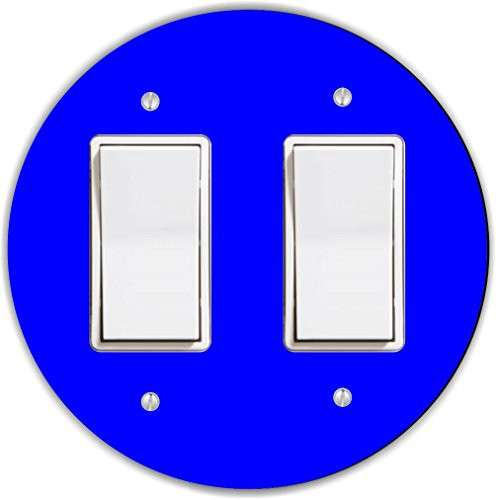 Rikki Knight RND-LSPROCKDBL-171 Round Double Rocker Light Switch Plate, Blue