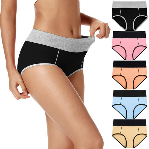 POKARLA Women's High Waisted Cotton Underwear Soft Breathable Panties Full Coverage Stretch Briefs Regular & Plus Size(3X-Large)