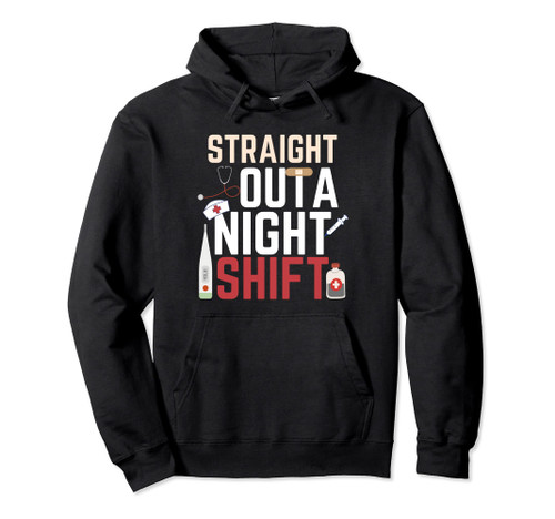 Night Shift Nurse For Men Women Emergency Registered Nurse Pullover Hoodie
