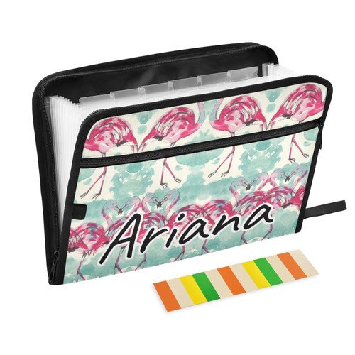 Custom Watercolor Pink Flamingos Expanding File Folders 13 Pockets Accordion File Folder with Labels Personalized Accordion Folder Customized Coupon for Classroom Home Office