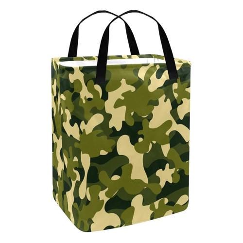 Laundry Hamper, Collapsible Large Laundry Baskets with Easy Carry Handles, Freestanding Waterproof Clothes Hamper, Storage Basket, Camouflage Green Modern Pattern