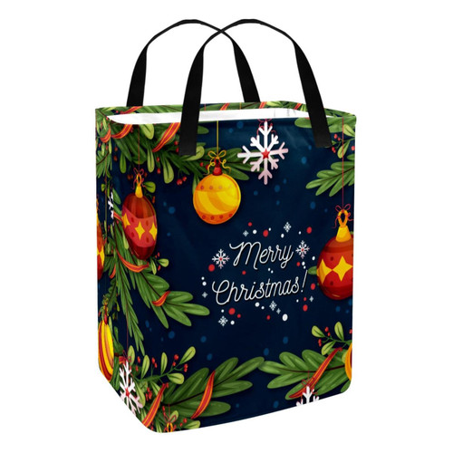 Laundry Hamper, Collapsible Large Laundry Baskets with Easy Carry Handles, Freestanding Waterproof Clothes Hamper, Storage Basket, Christmas Lovely Cartoon