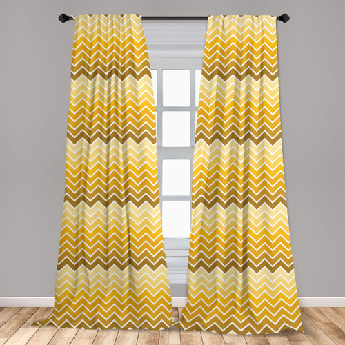 Ambesonne Chevron Curtains, Pattern with Zigzag Yellow Ombre Birthday Celebration Parties Gatherings, Window Treatments 2 Panel Set for Living Room Bedroom, Pair of - 28" x 63", Yellow Pale Yellow