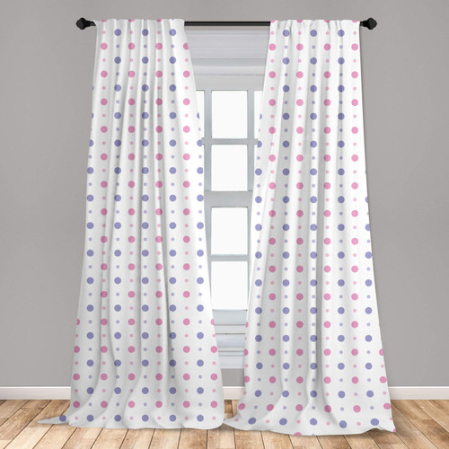 Ambesonne Pink Polka Dots Window Curtains, Pastel Design Simplistic Rounds Symmetry, Lightweight Decorative Panels Set of 2 with Rod Pocket, Pair of - 28" x 63", Blue Pink