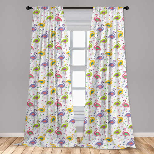Ambesonne Flamingo Curtains, Colorful Retro Vintage Flamingo Patterns in Polka Dot Design Checked Background, Window Treatments 2 Panel Set for Living Room Bedroom, Pair of - 28" x 63", Multicolor Ambesonne Flamingo Curtains, Colorful Retro Vintage Flamingo Patterns in Polka Dot Design Checked Background, Window Treatments 2 Panel Set for Living Room Bedroom, Pair of - 28" x 63", Multicolor