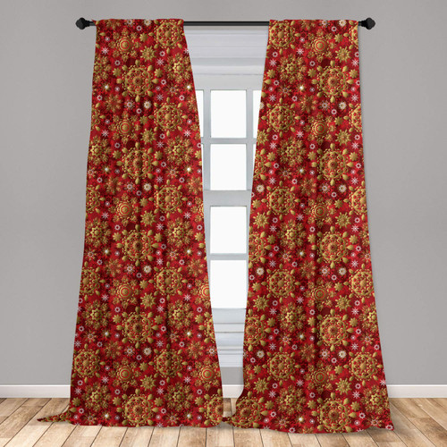 Ambesonne Mandala Curtains, Christmas New Year Ornaments Inspired Floral Design, Window Treatments 2 Panel Set for Living Room Bedroom, Pair of - 28" x 63", Earth Yellow Vermilion Ambesonne Mandala Curtains, Christmas New Year Ornaments Inspired Floral Design, Window Treatments 2 Panel Set for Living Room Bedroom, Pair of - 28" x 63", Earth Yellow Vermilion
