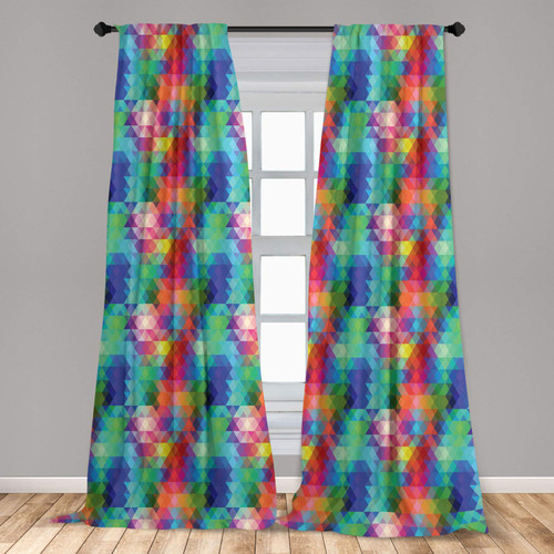 Ambesonne Geometric Curtains, Abstract Gradient Hipster Modern Digital Triangles Futuristic Illustration, Window Treatments 2 Panel Set for Living Room Bedroom, Pair of - 28" x 63", Multicolor Ambesonne Geometric Curtains, Abstract Gradient Hipster Modern Digital Triangles Futuristic Illustration, Window Treatments 2 Panel Set for Living Room Bedroom, Pair of - 28" x 63", Multicolor