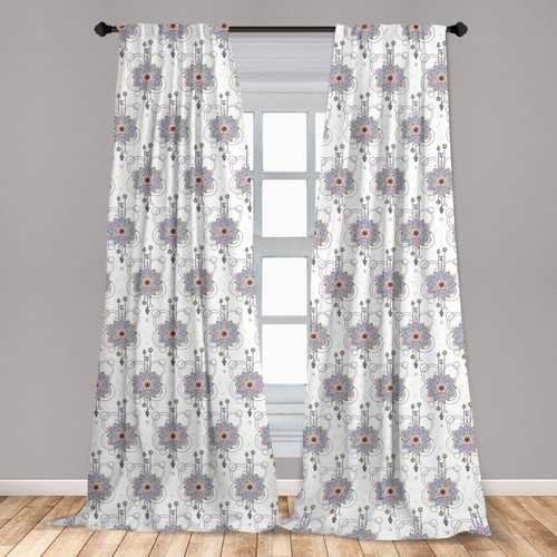 Ambesonne Tattoo Curtains, Mandala Inspired Floral with Arrows and Yoga, Window Treatments 2 Panel Set for Living Room Bedroom, Pair of - 28" x 63", Lilac Pale Blue Yellow Ambesonne Tattoo Curtains, Mandala Inspired Floral with Arrows and Yoga, Window Treatments 2 Panel Set for Living Room Bedroom, Pair of - 28" x 63", Lilac Pale Blue Yellow