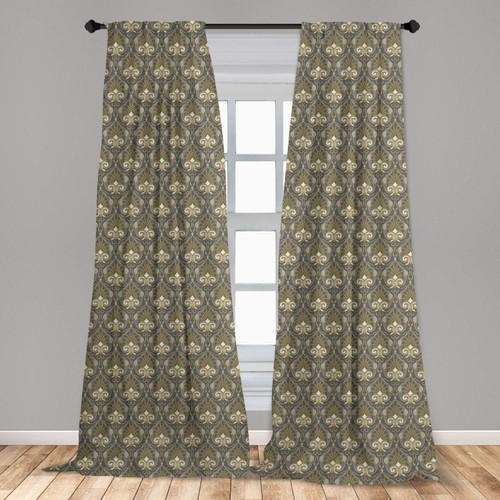 Ambesonne Vintage Curtains, Traditional Pattern Classic Rich Ornaments on Grey Symmetric Royal Motifs, Window Treatments 2 Panel Set for Living Room Bedroom, Pair of - 28" x 63", Grey and Yellow Ambesonne Vintage Curtains, Traditional Pattern Classic Rich Ornaments on Grey Symmetric Royal Motifs, Window Treatments 2 Panel Set for Living Room Bedroom, Pair of - 28" x 63", Grey and Yellow