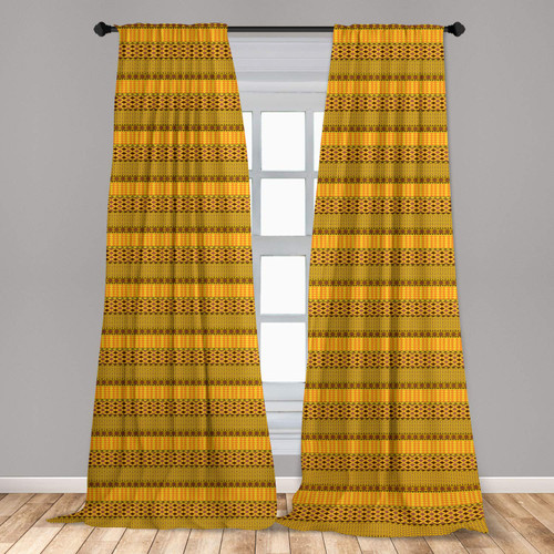 Ambesonne Kente Pattern Curtains, Horizontal Borders of The Prehistoric Country Zigzags Folkloric Ornament Tile, Window Treatments 2 Panel Set for Living Room Bedroom, Pair of - 28" x 63", Mustard Ambesonne Kente Pattern Curtains, Horizontal Borders of The Prehistoric Country Zigzags Folkloric Ornament Tile, Window Treatments 2 Panel Set for Living Room Bedroom, Pair of - 28" x 63", Mustard
