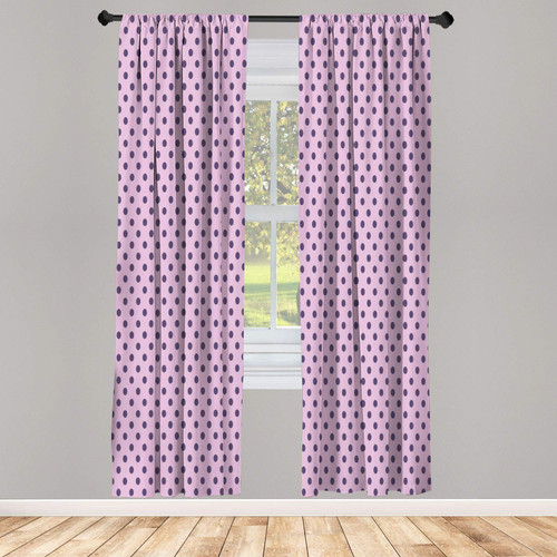 Ambesonne Polka Dots Window Curtains, Tiny Little Retro Circles Vintage Style Geometric Round Motifs Composition, Lightweight Decorative 2-Panel Set & Rod Pocket, Pair of - 28" x 84", Pale Lilac