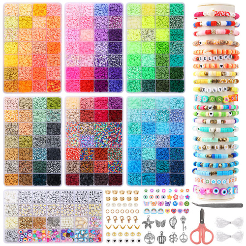 QUEFE 22000pcs, Clay Beads for Bracelet Making Kit, 176 Colors Flat Heishi Beads for DIY Crafts Necklace Jewelry Making Gifts QUEFE 22000pcs, Clay Beads for Bracelet Making Kit, 176 Colors Flat Heishi Beads for DIY Crafts Necklace Jewelry Making Gifts