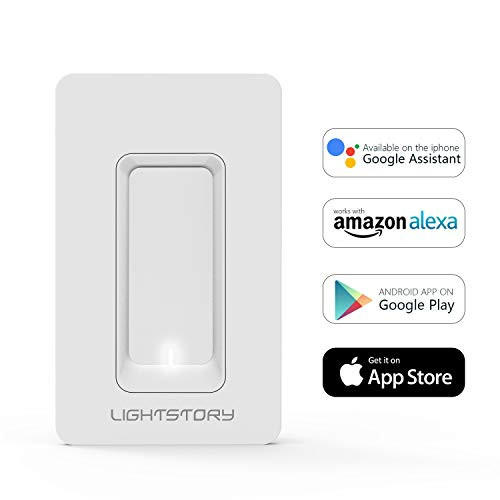 LIGHTSTORY WT02s Wi-Fi Light Remote Control Smart, Wireless Wall Switch No Hub Required, Compatible with Alexa, Google Assistant, IFTTT, White