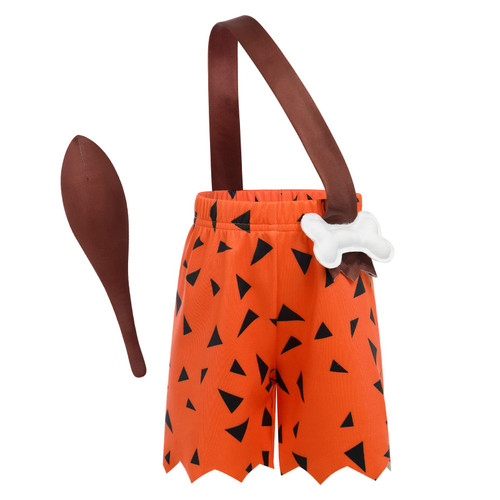 IMEKIS Caveman Costume Halloween Kids Cave Baby Birthday Outfit Boy Historical Stone Age Cave Man Club Prehistoric Shorts for Boys Girls Toddler Child Cosplay Dress Cake Smash Photoshoot Orange 3-4T