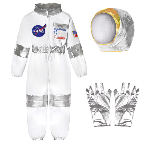 Nuehoryu NASA Pilot Costume for Kids Astronaut NASA Costume for Boys Girls Space Jumpsuit (5-7 Years)