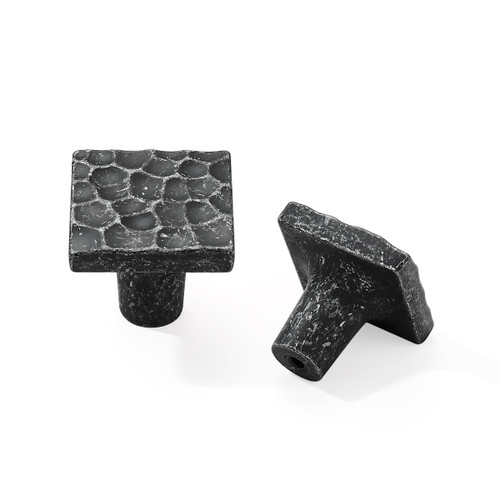 CABDM Hammered Cabinet Knobs 10 Pack Antique Black Cabinet Knobs Rustic Black Iron Square Knobs, Handles for Kitchen Cabinet Doors, Dresser Drawers, Bathroom Vanity.