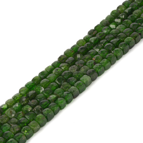 Natural Green Diopside Gemstone 4mm Faceted Cube Square Loose Beads 16 Inch for DIY Jewelry Making Beads Natural Green Diopside Gemstone 4mm Faceted Cube Square Loose Beads 16 Inch for DIY Jewelry Making Beads