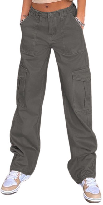 Cargo Pants Women High Waist, Baggy Cargo Jeans with Pocket Baggy Jogger Relaxed Y2K Pants Fashion Jeans Small