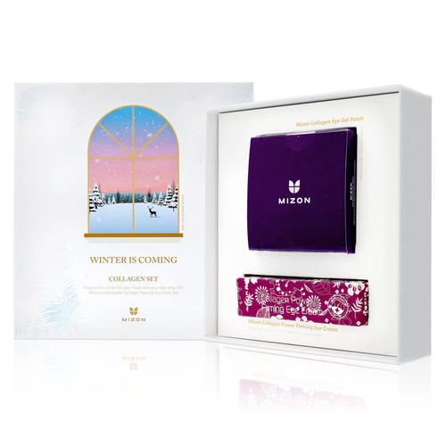 MIZON Eye Skincare Set - Special Winter is Coming Set, eye cream and undereye patches, wrinkle care, skin elasticity, moisturizing, for dark circles and eye bags (Collagen Set)