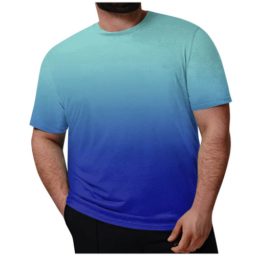 Ymosrh Shirts for Men, Graphic Tee Men Work Shirts T Tees Plus Size Mens Casual Round Neck Printed Short Sleeve T-Shirt Blouse Tops Plain T Shirts Tees Funny T Shirts Man Summer Clothes (7XL, Blue)