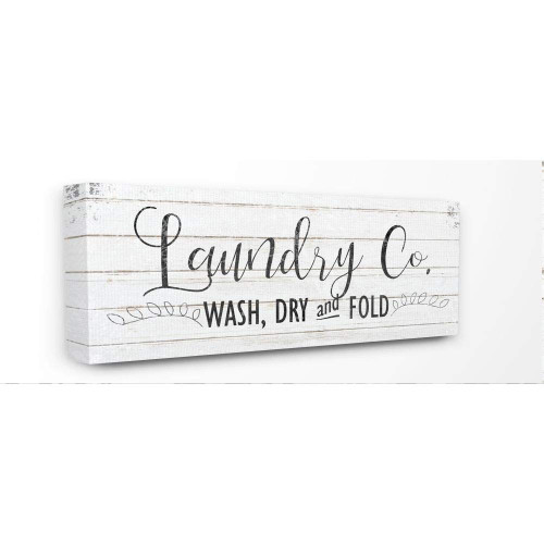 Stupell Industries Laundry Wash Dry Bathroom Black and White Word Design Decorative Wall Hangings, Multi-Color