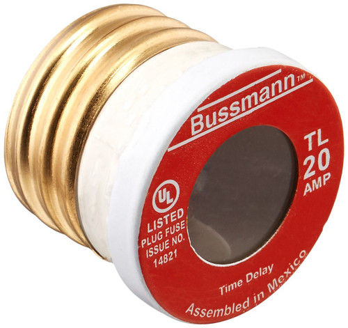 Bussmann TL-20 20 Amp Time Delay, Loaded Link Edison Base Plug Fuse, 125V UL Listed