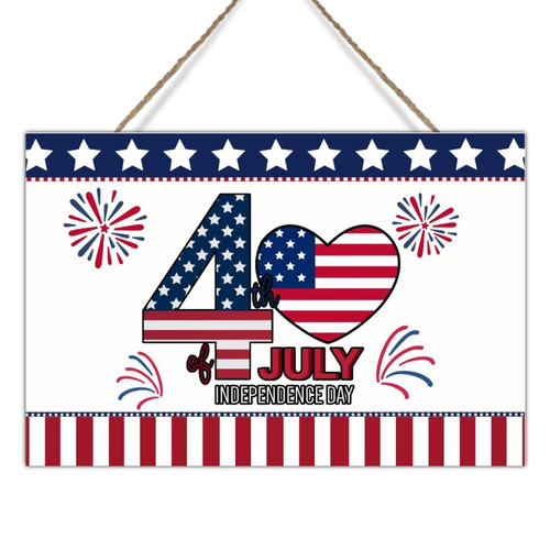 American Happy 4th of July Wood Wall Art Sign Fourth of July Red Blue American Flag Wall Art Sign Independence Day Nursery Decor Wood Plaques Kitchen Laundry Room Wall Decor Housewarming Gift