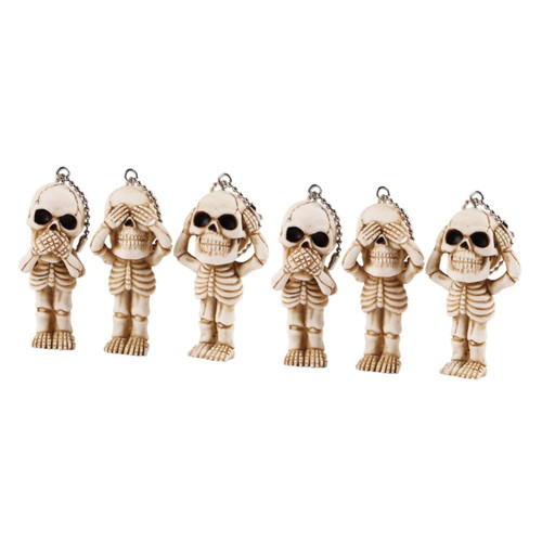 EXCEART 6 pcs skull pendant halloween decor resin keychain home accessories decor mini plastic skull heads hanging pendant gifts Statue Chain delicate bag pendant car