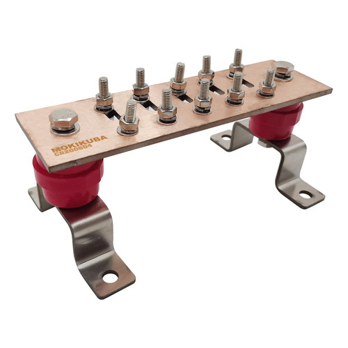MOKIKUBA Copper Ground Bus Bar,Multipurpose Ground Bar Kit 7.88"x2.36"x .157" with 1/4" Terminal Positions and UL Material Standoff BusBar Insulators