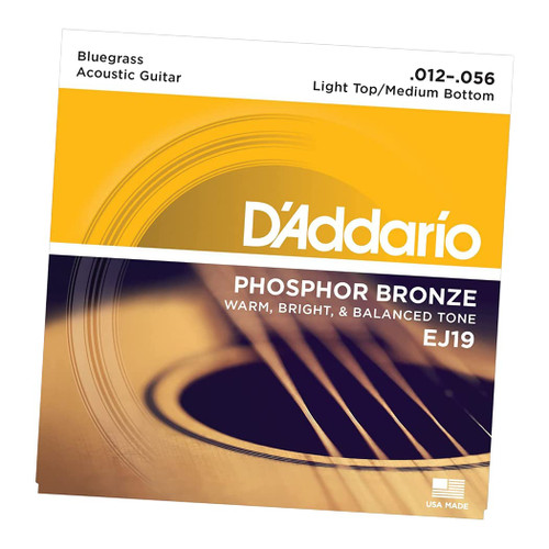 D'Addario EJ19 Phosphor Bronze Bluegrass .012-.056 Acoustic Guitar Strings (2 Packs)