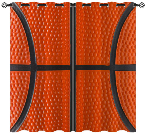 Sports Basketball Ball Blackout Curtains for Girls Boy Home Decor, Surface Texture Closeup Grommet Thermal Insulated Drapes Darkening Window Curtain for Bedroom Living Room, 42 x 45 Inch