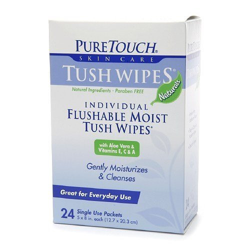 PureTouch Naturals Flushable Moist Tush Wipes, 6 Boxes of 24 Single-Use-Packets PureTouch Naturals Flushable Moist Tush Wipes, 6 Boxes of 24 Single-Use-Packets