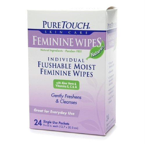 PureTouch Feminine Wipes Naturals for Adults Individual Flushable Moist Wipes 144 Single-Use-Packets PureTouch Feminine Wipes Naturals for Adults Individual Flushable Moist Wipes 144 Single-Use-Packets