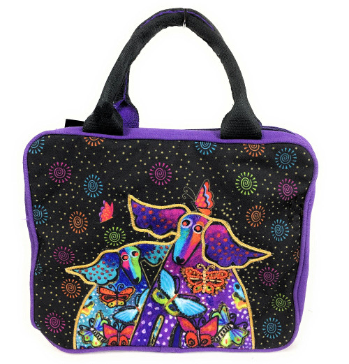 Laurel Burch Dogs & Papillions Cosmetic Bag Travel Tote