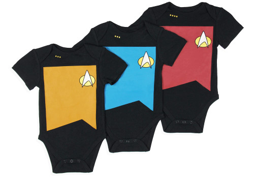 Star Trek: The Next Generation Infant Boys' Primary Colors Crew Uniform Red Gold Blue Sleeper 3 Pack Sleep Pajama (6 Months)