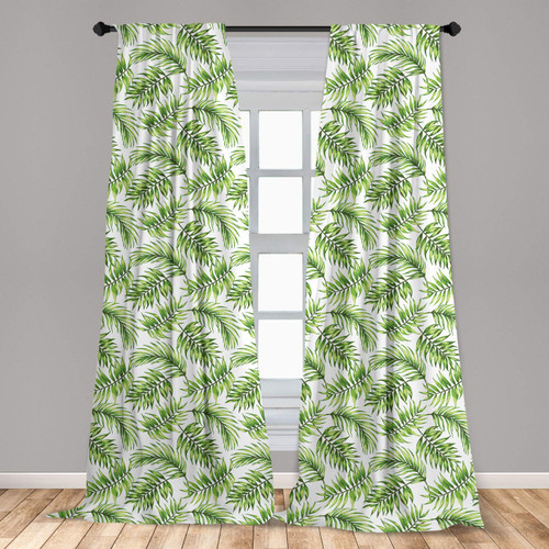 Ambesonne Palm Leaf Window Curtains, Exotic Pattern with Tropical Leaves in Watercolor Art Style Jungle Luau Hawaii, Lightweight Decor 2-Panel Set with Rod Pocket, Pair of - 28" x 84", Fern Green Ambesonne Palm Leaf Window Curtains, Exotic Pattern with Tropical Leaves in Watercolor Art Style Jungle Luau Hawaii, Lightweight Decor 2-Panel Set with Rod Pocket, Pair of - 28" x 84", Fern Green