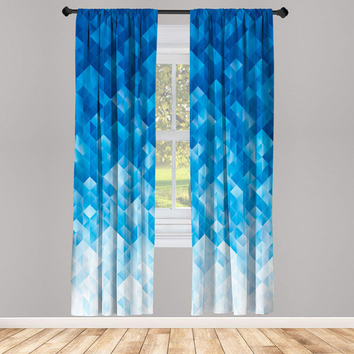 Ambesonne Geometric Window Curtains, Gradient Color Change Digital Texture Mosaic Triangle Pixel Graphic Print Art, Lightweight Decorative 2-Panel Set & Rod Pocket, Pair of - 28" x 95", Light Blue