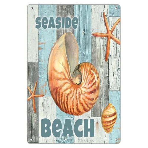 Sea Snail Starfish Nautical Beach Ocean Theme 12x18in Metal Signs Funny Novelty Gate Laundry Business Wall Decor Garage Signs Sea Animal Turtle Octopus Crab Metal Plaque for Shop