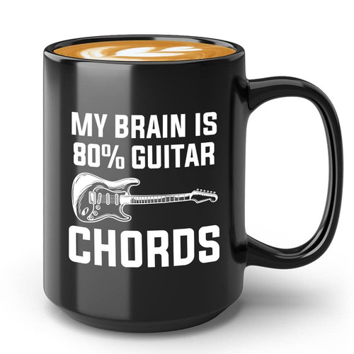 Guitarist Coffee Mug 15oz Black - My brain is 80% guitar chords - musician guitar player electronic rock acoustic apparel gift Guitarist Coffee Mug 15oz Black - My brain is 80% guitar chords - musician guitar player electronic rock acoustic apparel gift