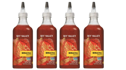 Sky Valley Sriracha Sauce - Hot Sauce, Made with Red Jalapeno Peppers, Gluten Free, Vegan, Non-GMO, Less Than 2g of Sugar per Serving, 5 Calories per Serving - Sriracha Hot Sauce, 18.5 Oz, 4 Pack