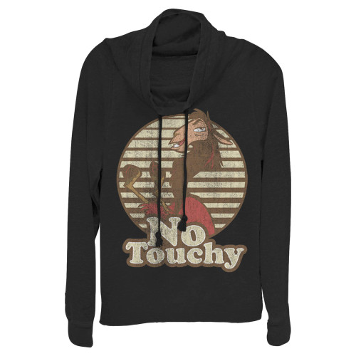 Fifth Sun Junior's Emporer's New Groove No Touchy Women's Long Sleeve Cowl Neck Pullover, Black, Small Fifth Sun Junior's Emporer's New Groove No Touchy Women's Long Sleeve Cowl Neck Pullover, Black, Small