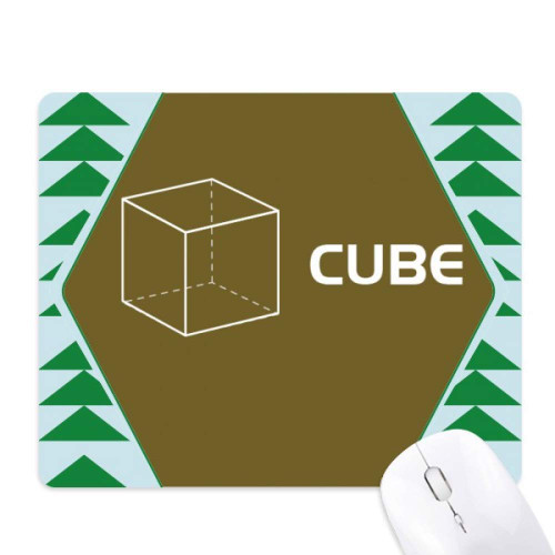 Mathematical Geometric Space Cube Mouse Pad Green Pine Tree Rubber Mat