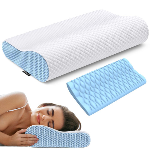 Neck Pillow Contour Memory Foam Pillows for Sleeping, Ergonomic Pillow for Neck and Shoulder Pain, Orthopedic Cervical Pillow Bed Pillow for Side, Back & Stomach Sleepers