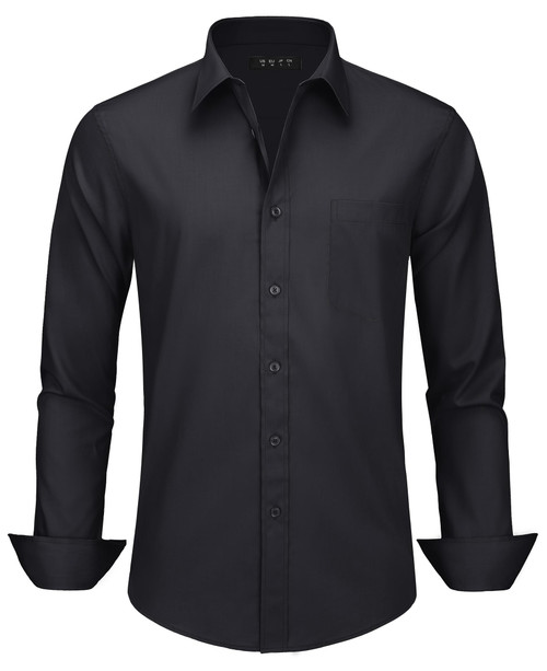 TACVASEN Dress Shirt for Men Mens Button Down Long Sleeve Shirts Black Dress Shirt for Men Mens Long Sleeve Button Up Shirts