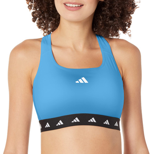 adidas Women's POWERREACT Training Medium Support Techfit Bra, Pulse Blue/Black, Large A-C