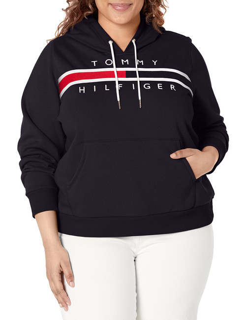 Tommy Hilfiger Women's Plus Casual Soft Long Sleeve Hoodie, Sky CAPT